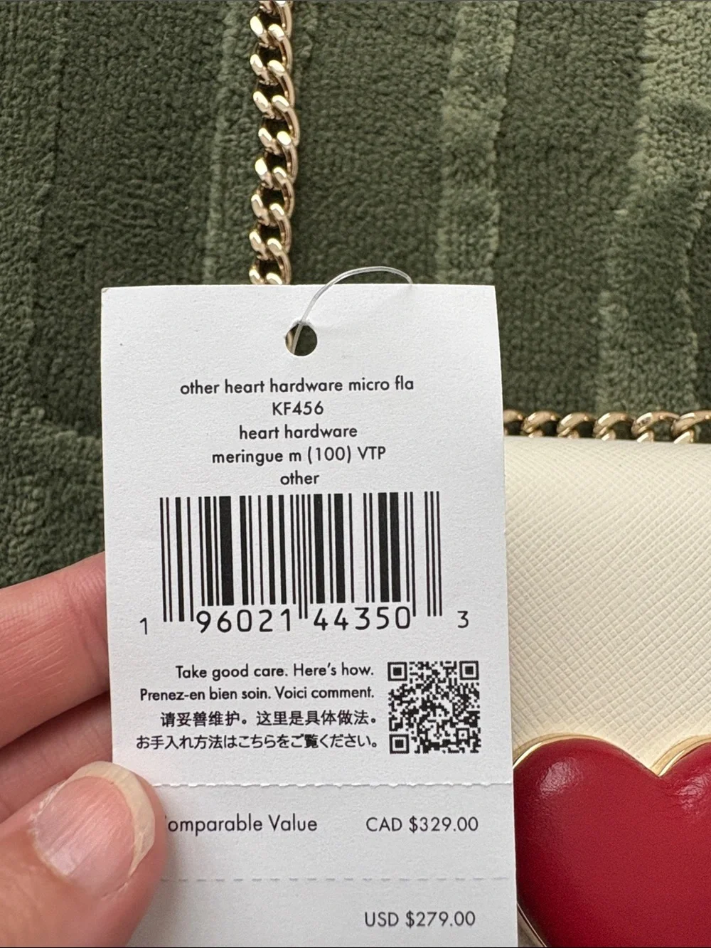 kate spade Cream Shoulder Bag with Red Heart Clasp